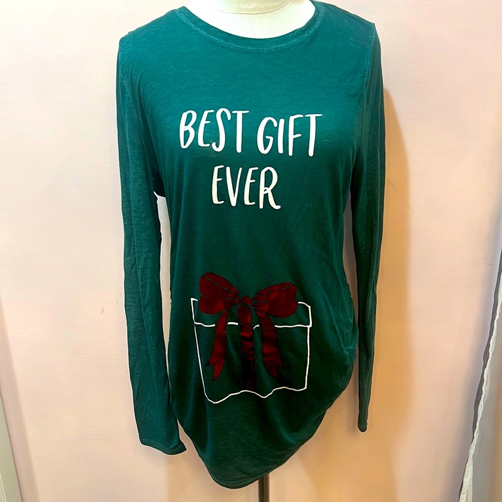 MOTHERHOOD MATERNITY GREEN LONG SLEEVE SUPER SOFT T-SHIRT - Picture 1 of 4